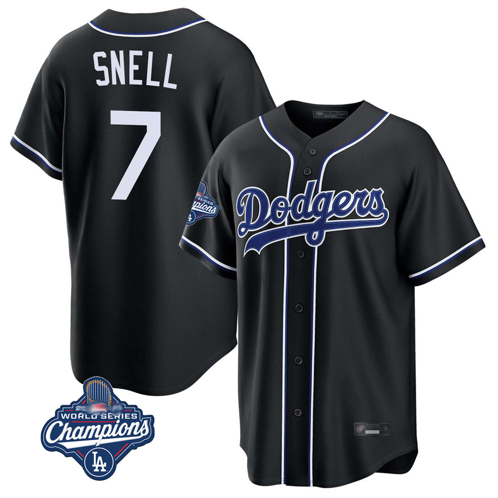 LA.Dodgers #7 Blake Snell Player Black Carbon Limited World Series Meet Home Ddoa Stitched Jerseys