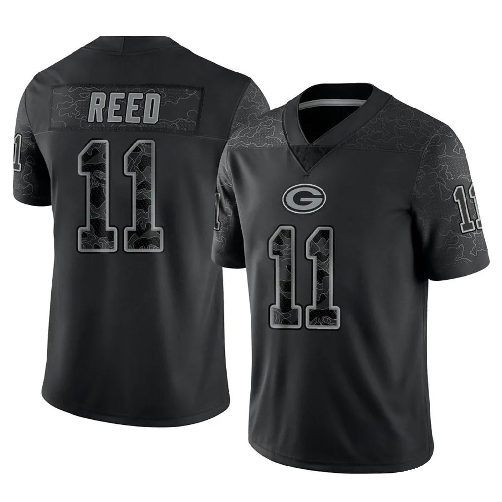 GB.Packers #11 Jayden Reed Player Black Reflective Limited Home Game Ddoa Stitched Jerseys