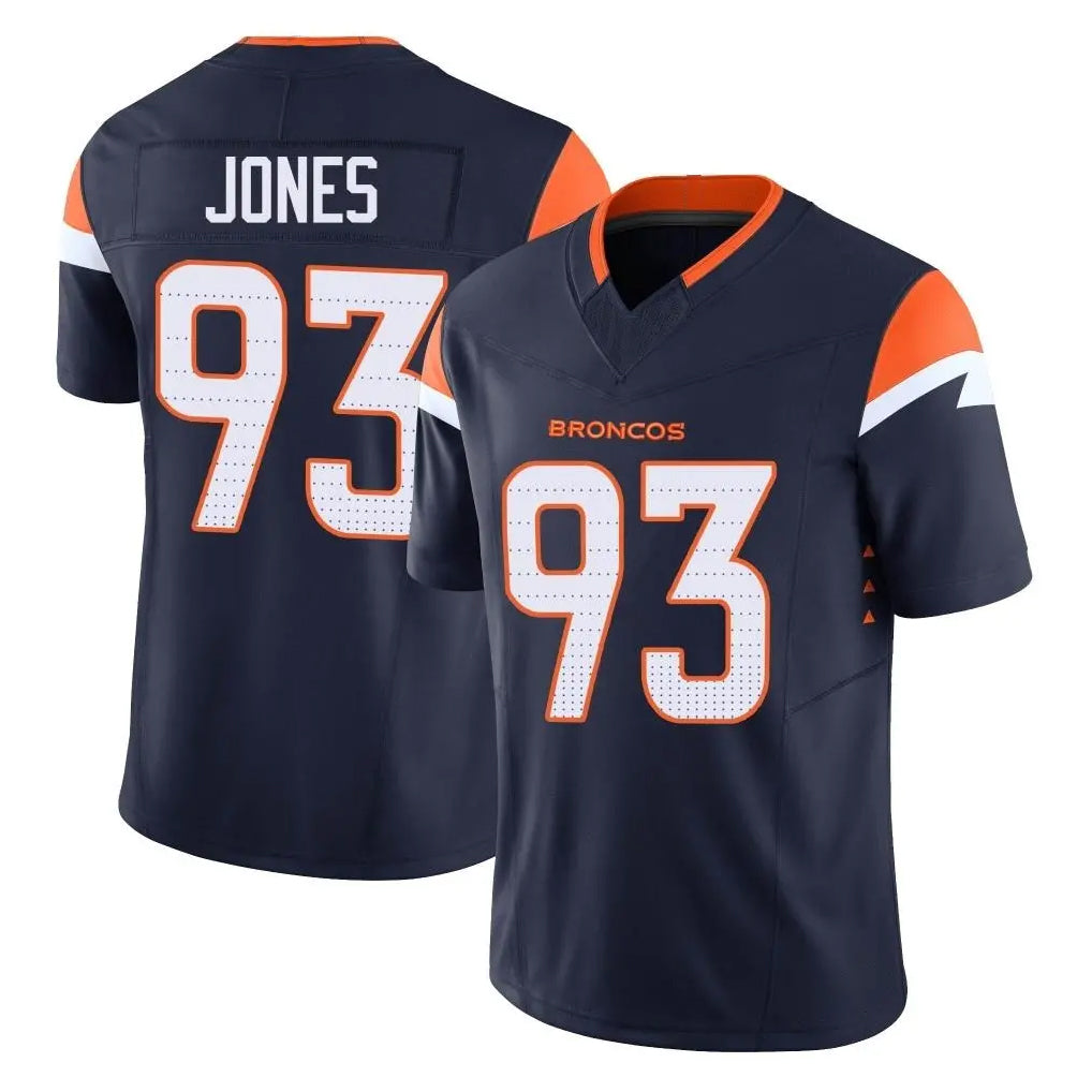 D.Broncos #93 D.J. Jones Player Navy Limited Vapor F.U.S.E. Home Game Ddoa Stitched Jerseys