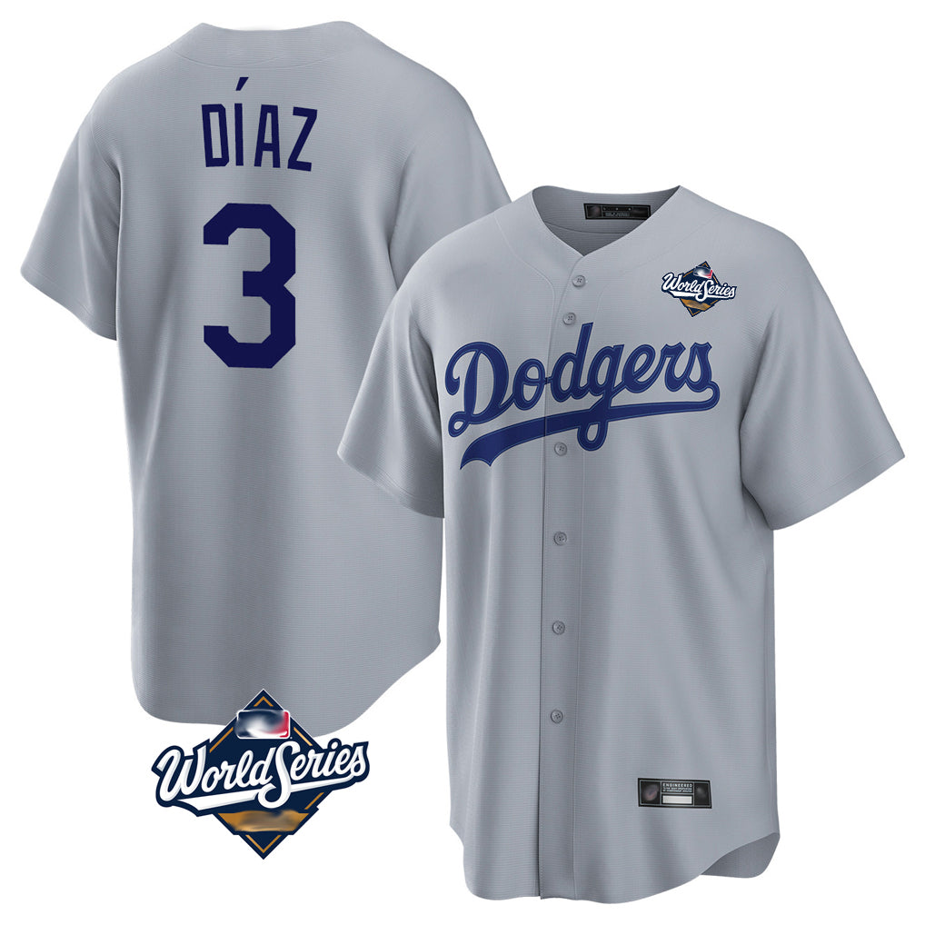 LA.Dodgers #3 Edwin D¨ªaz Player Gray World Series Game Ddoa Stitched Jerseys