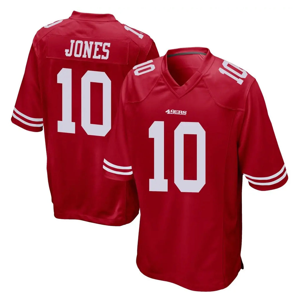 SF.49ers #10 Mac Jones Player Red Home Game Ddoa Stitched Jerseys