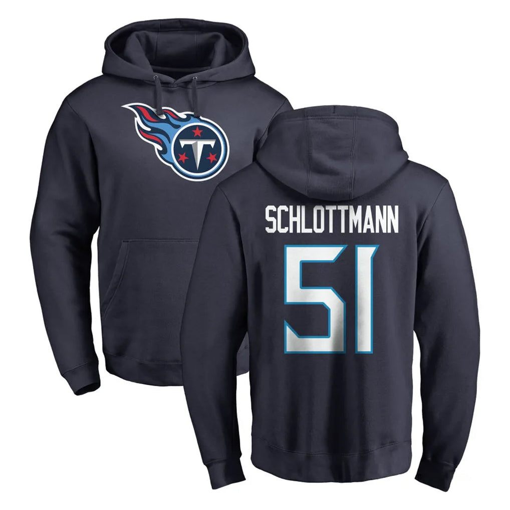 T.Titans #51 Austin Schlottmann Player Navy Logo Pullover Hoodies Home Game Ddoa Stitched Jerseys