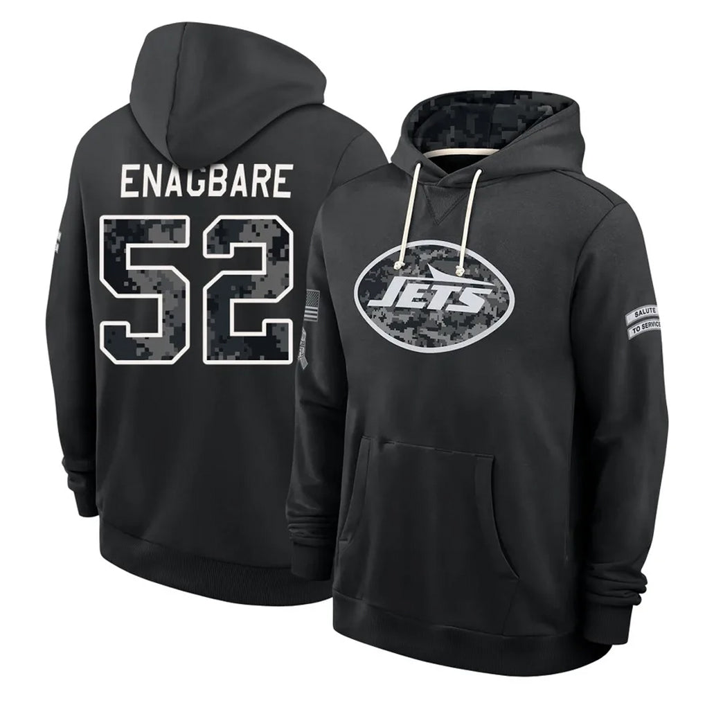 NY.Jets #52 Kingsley Enagbare Player 2026 Black Logo Pullover Hoodies Limited Game Ddoa Stitched Jerseys