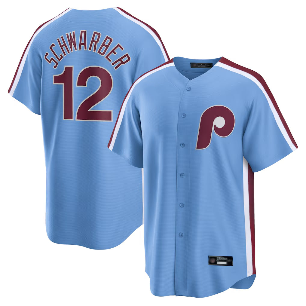 P.Phillies #12 Kyle Schwarber Player Light Blue Home Game Ddoa Stitched Jerseys