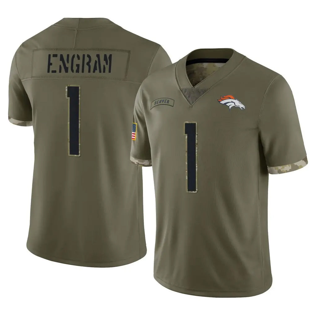 D.Broncos #1 Evan Engram Player Olive Salute To Service Limited Ddoa Stitched Jerseys