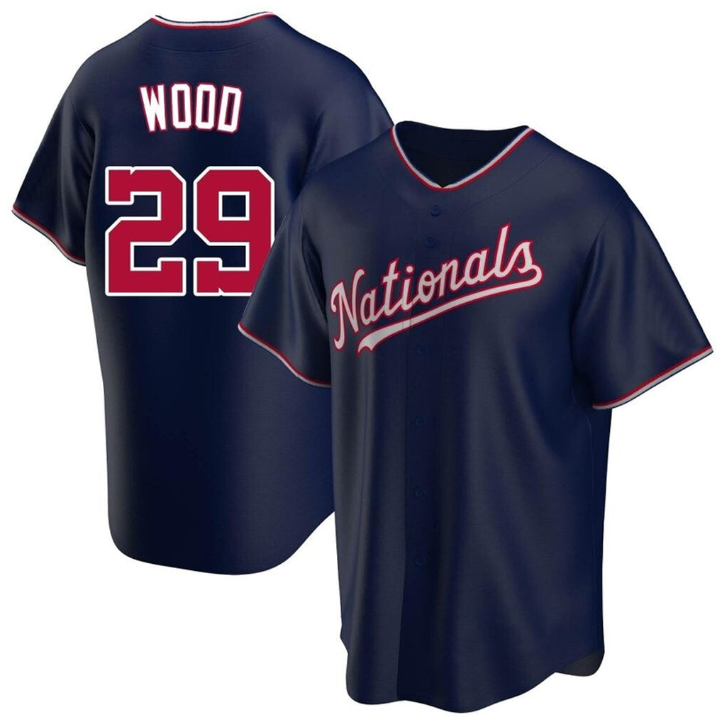 W.Nationals #29 James Wood Player Navy Blue Replica Game Ddoa Stitched Jerseys