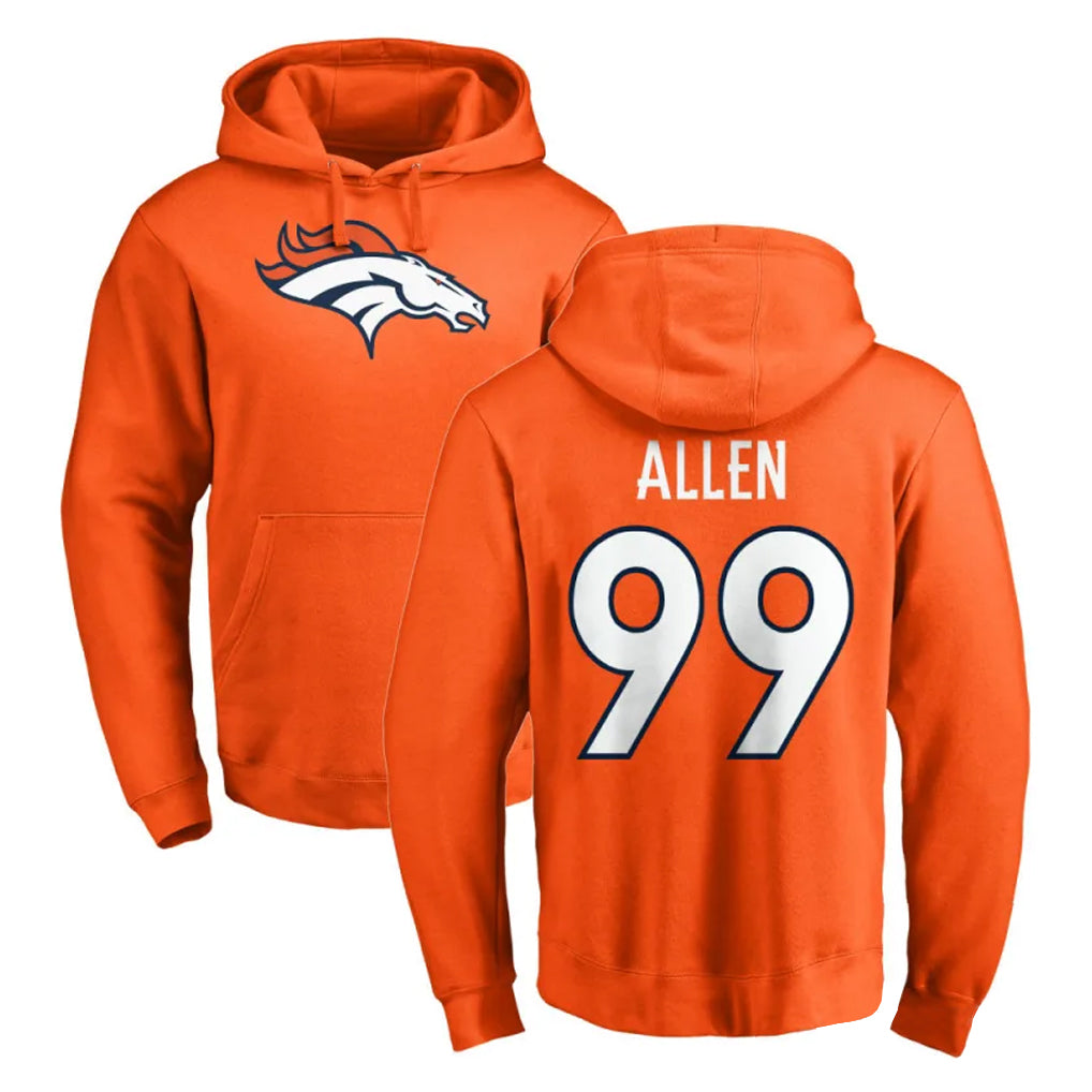 D.Broncos #99 Zach Allen Player Orange Pullover Hoodie Limited Ddoa Stitched Jerseys