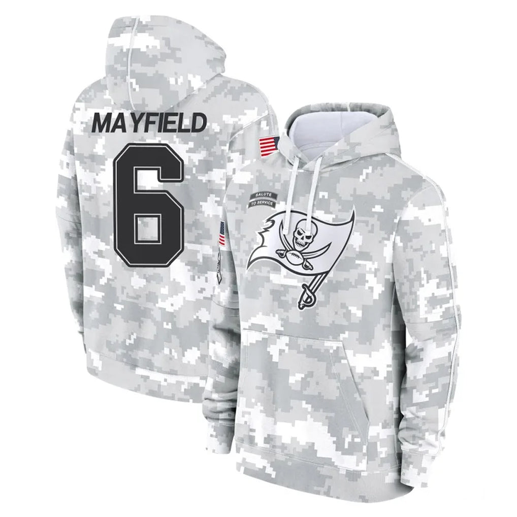 TB.Buccaneers #6 Baker Mayfield Player Arctic Camo Limited Salute to Service Pullover Hoodies Game Ddoa Stitched Jerseys