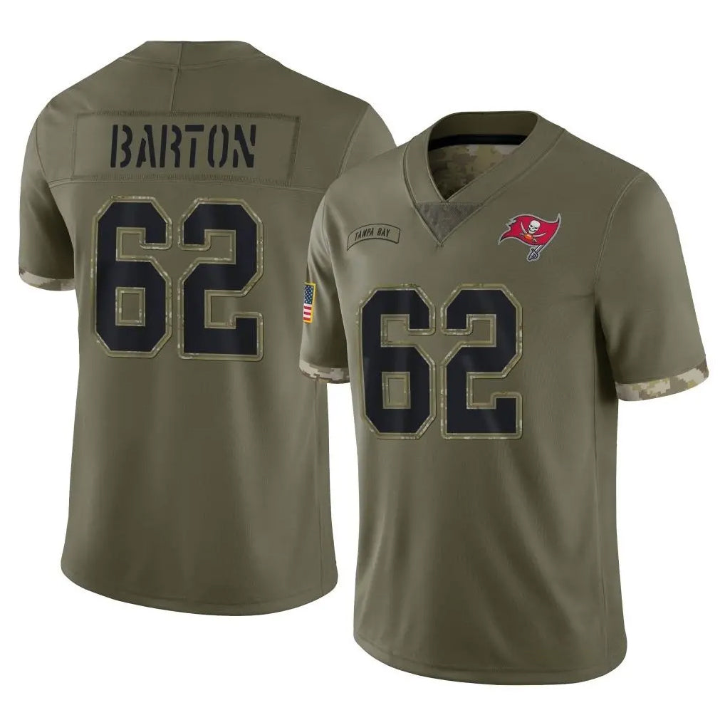 TB.Buccaneers #62 Graham Barton Player Olive Limited Salute To Service Home Game Ddoa Stitched Jerseys
