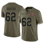 TB.Buccaneers #62 Graham Barton Player Olive Limited Salute To Service Home Game Ddoa Stitched Jerseys