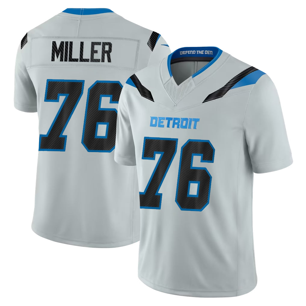 D.Lions #76 Blake Miller Player Silver Limited 2026 Rivalries Collection Home Game Ddoa Stitched Jerseys