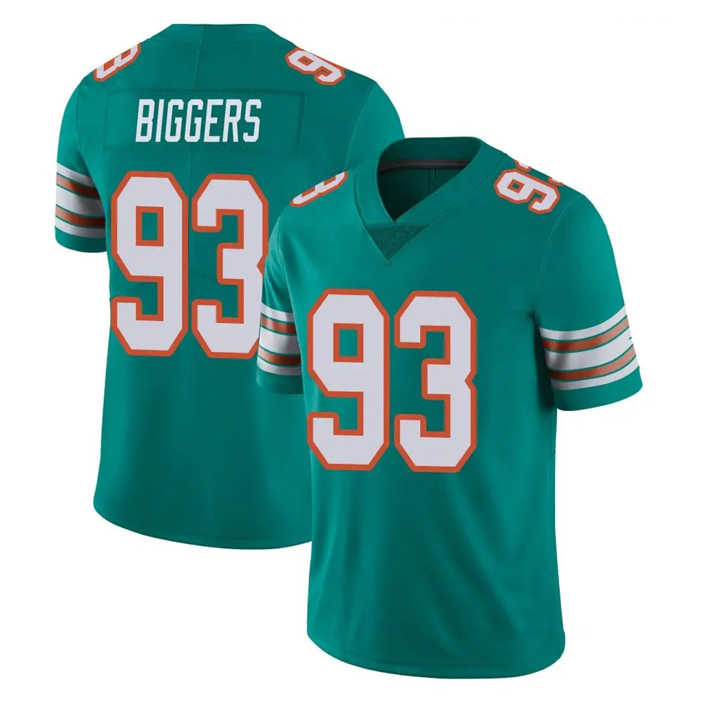 M.Dolphins #93 Zeek Biggers Player Aqua Limited Alternate Vapor Untouchable Home Game Ddoa Stitched Jerseys