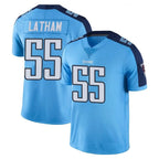 T.Titans #55 JC Latham Player Light Blue Limited Color Rush Home Game Ddoa Stitched Jerseys