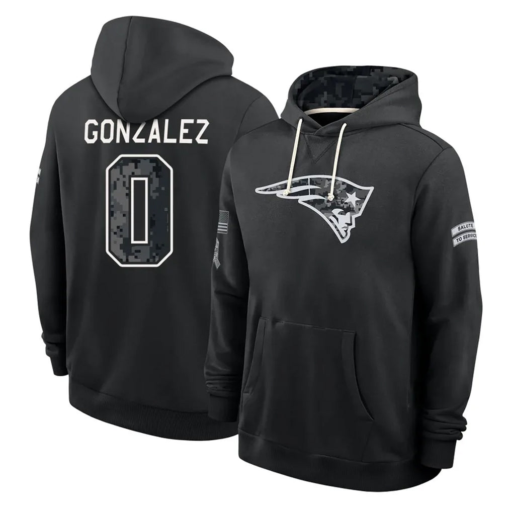 NE.Patriots #0 Christian Gonzalez Player 2026 Black Logo Pullover Hoodies Limited Game Ddoa Stitched Jerseys