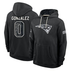 NE.Patriots #0 Christian Gonzalez Player 2026 Black Logo Pullover Hoodies Limited Game Ddoa Stitched Jerseys