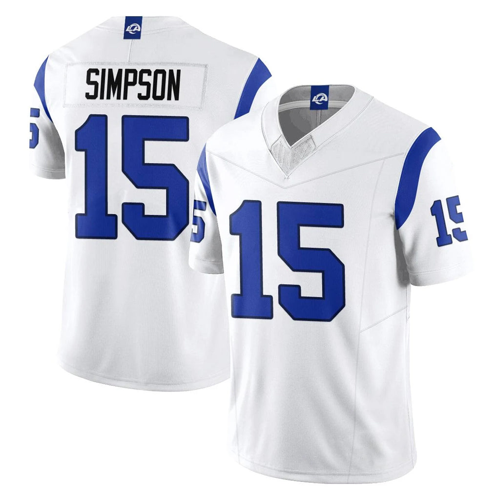 LA.Rams #15 Ty Simpson Player Fearsome White Limited Vapor F.U.S.E. Home Game Ddoa Stitched Jerseys