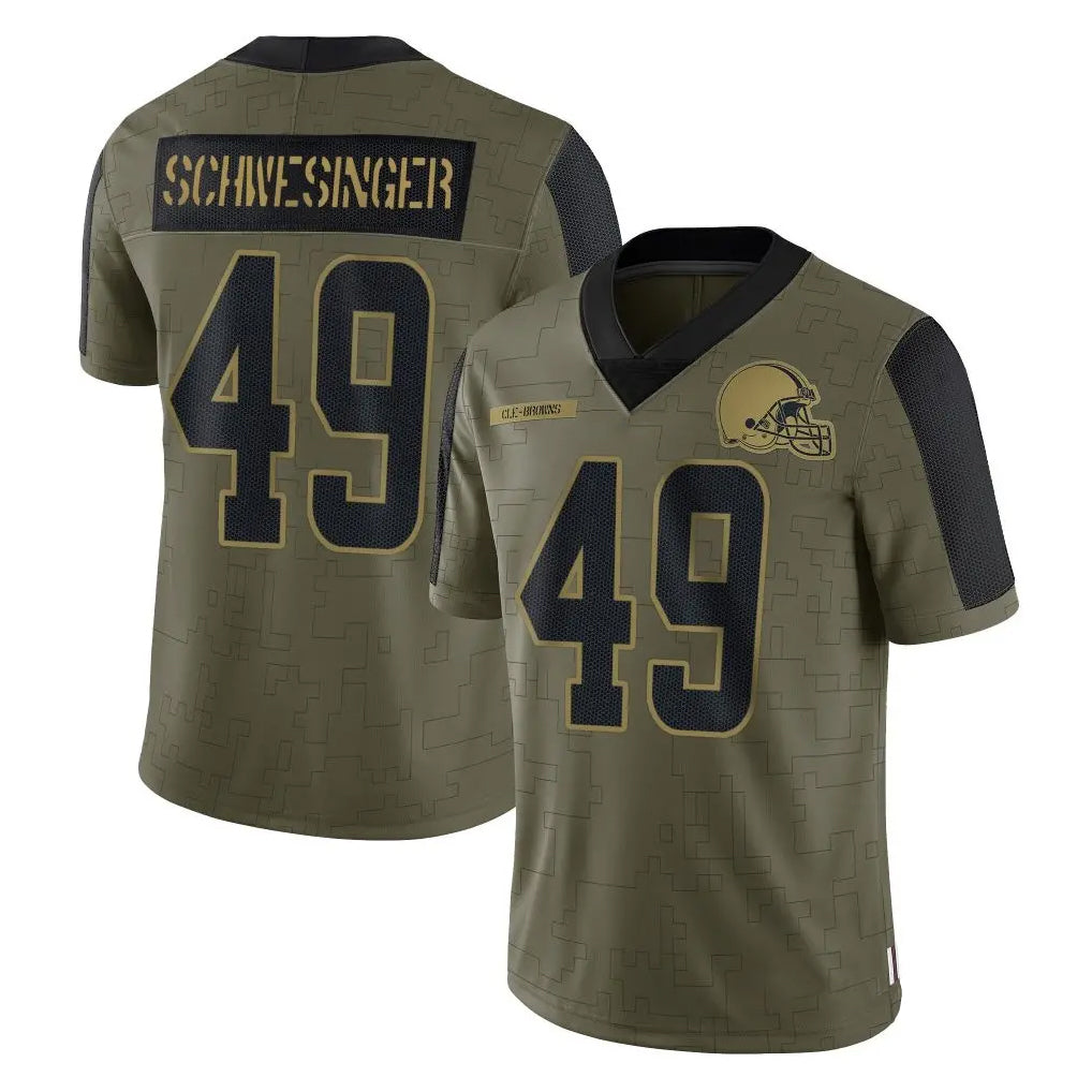C.Browns #49 Carson Schwesinger Player Olive Salute to Service Limited Home Game Ddoa Stitched Jerseys