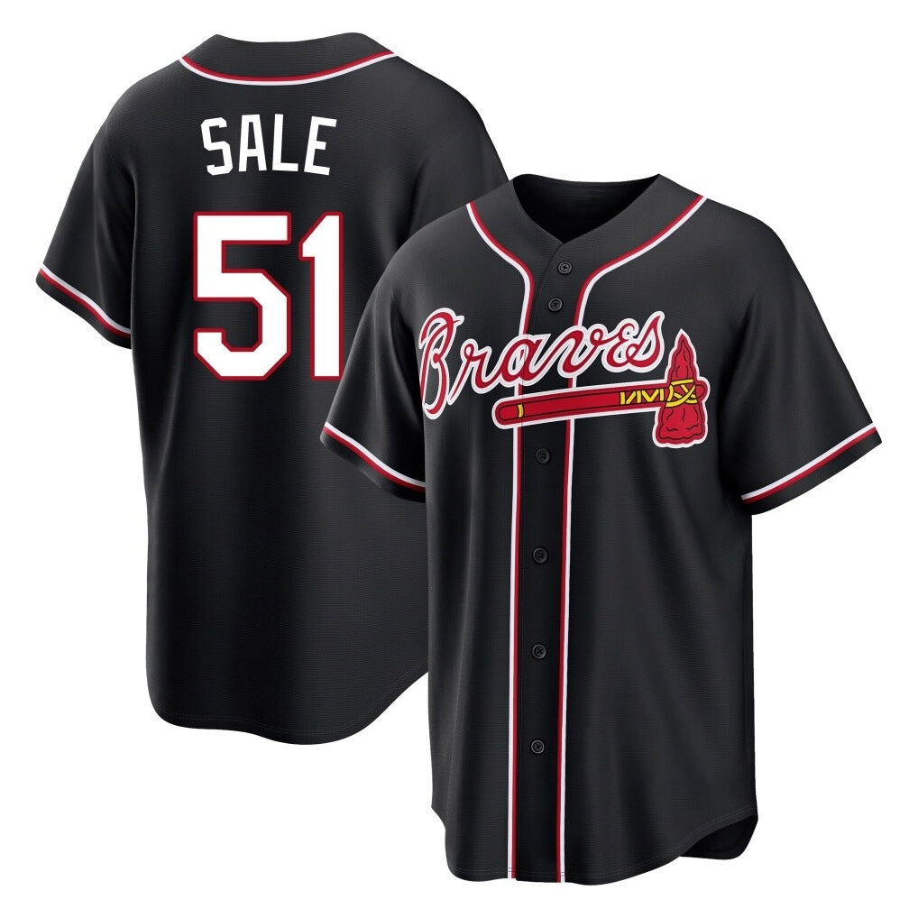 A.Braves #51 Chris Sale Player Black Fashion Out Game Ddoa Stitched Jerseys