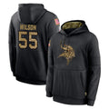 M.Vikings #55 Eric Wilson Player Black Salute to Service Hoodies Limited Game Ddoa Stitched Jerseys