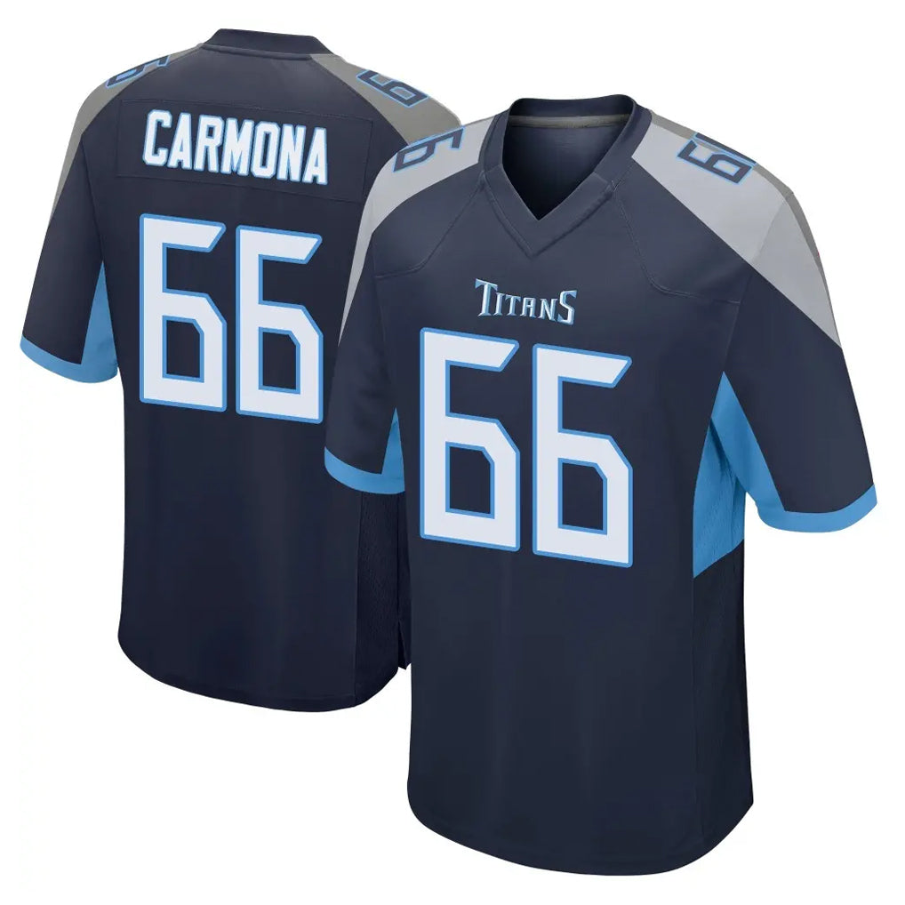T.Titans #66 Fernando Carmona Jr. Player Navy Home Game Ddoa Stitched Jerseys