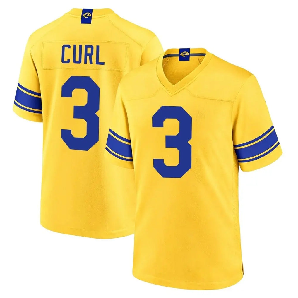 LA.Rams #3 Kam Curl Player Gold Classic Sol Home Game Ddoa Stitched Jerseys