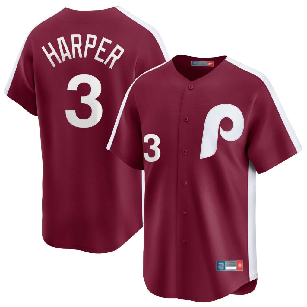 P.Phillies #3 Bryce Harper Player Red Cooperstown Collection Limited Home Ddoa Stitched Jerseys