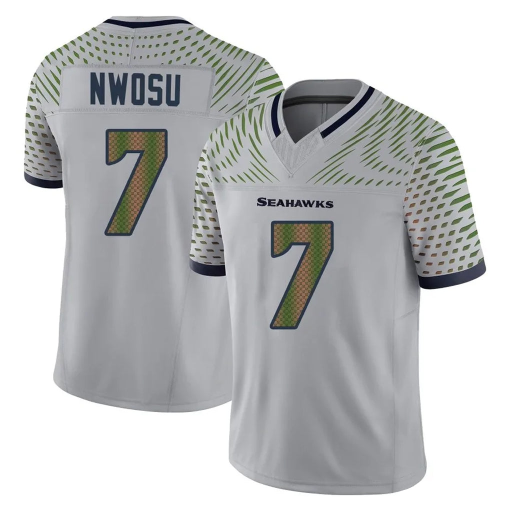 S.Seahawks #7 Uchenna Nwosu Player Grey Limited 2025 Rivalries Collection Home Game Ddoa Stitched Jerseys