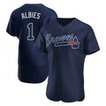 A.Braves #1 Ozzie Albies Player Navy Limited Replica Ddoa Stitched Jerseys
