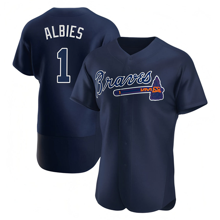 A.Braves #1 Ozzie Albies Player Navy Limited Replica Ddoa Stitched Jerseys