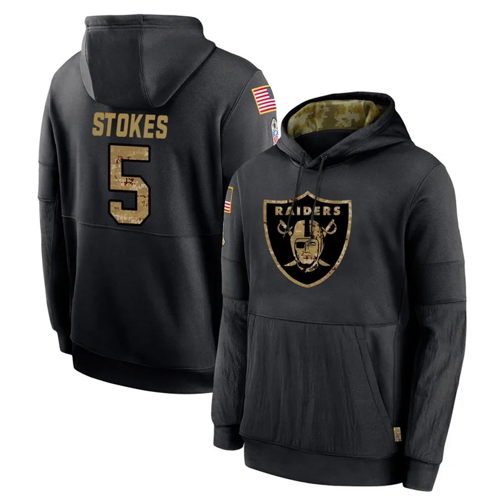 LV.Raiders #5 Eric Stokes Player Black Salute to Service Hoodies Limited Game Ddoa Stitched Jerseys