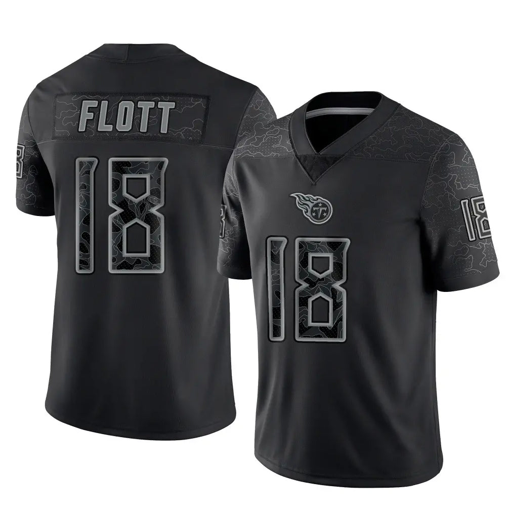 T.Titans #18 Cor'Dale Flott Player Black Limited Reflective Home Game Ddoa Stitched Jerseys