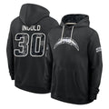 LA.Chargers #30 Alec Ingold Player 2026 Black Logo Pullover Hoodies Limited Game Stitched Jerseys