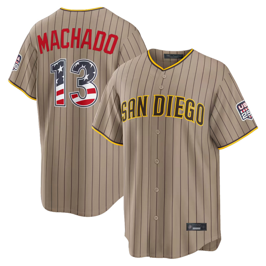 S.Diego Padres #13 Manny Machado Player Khaki USA 250 Fourth of July Limited Home Game Ddoa250Ys Stitched Jerseys