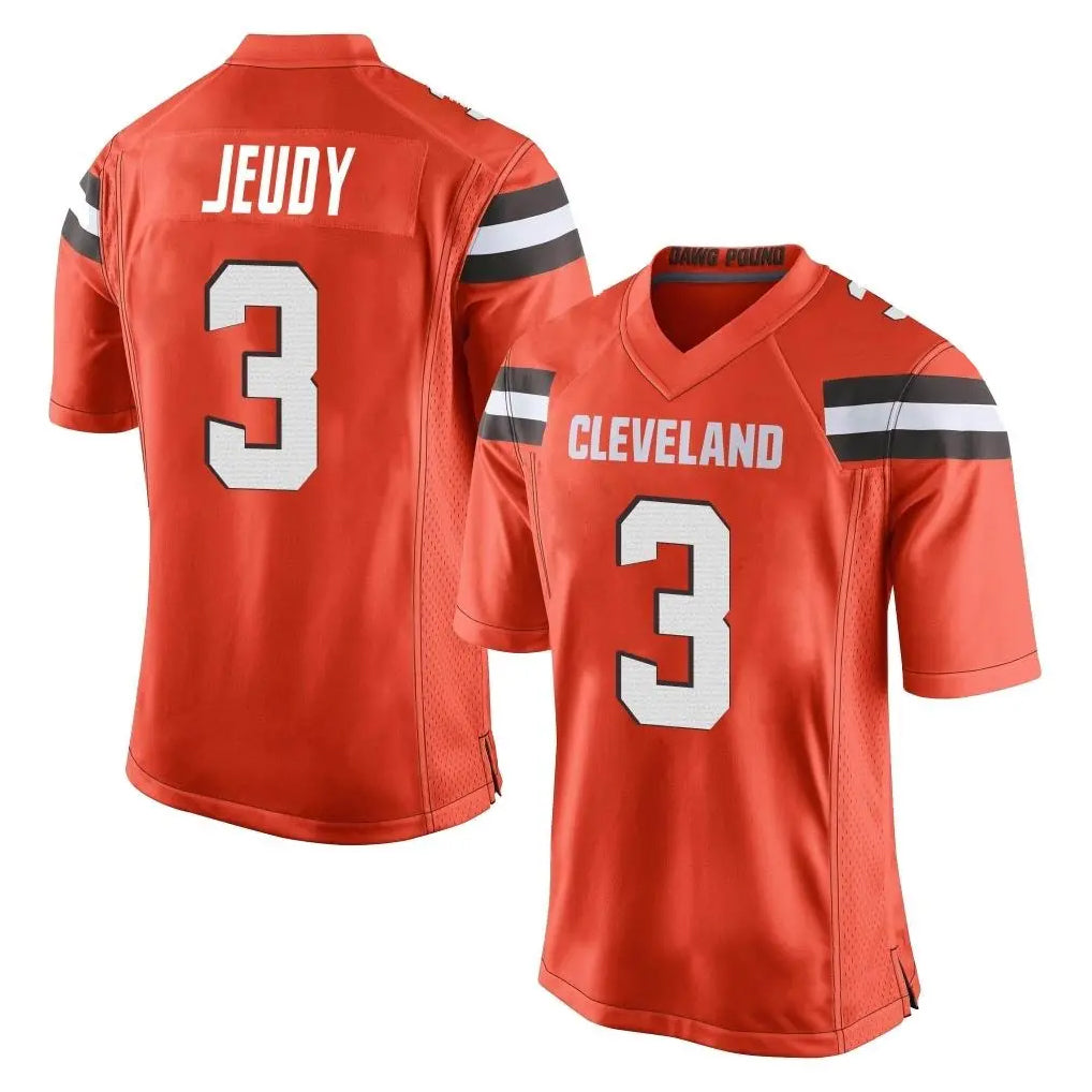 C.Browns #3 Jerry Jeudy Player Orange Home Game Ddoa Stitched Jerseys