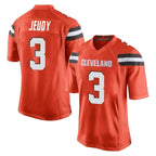 C.Browns #3 Jerry Jeudy Player Orange Home Game Ddoa Stitched Jerseys