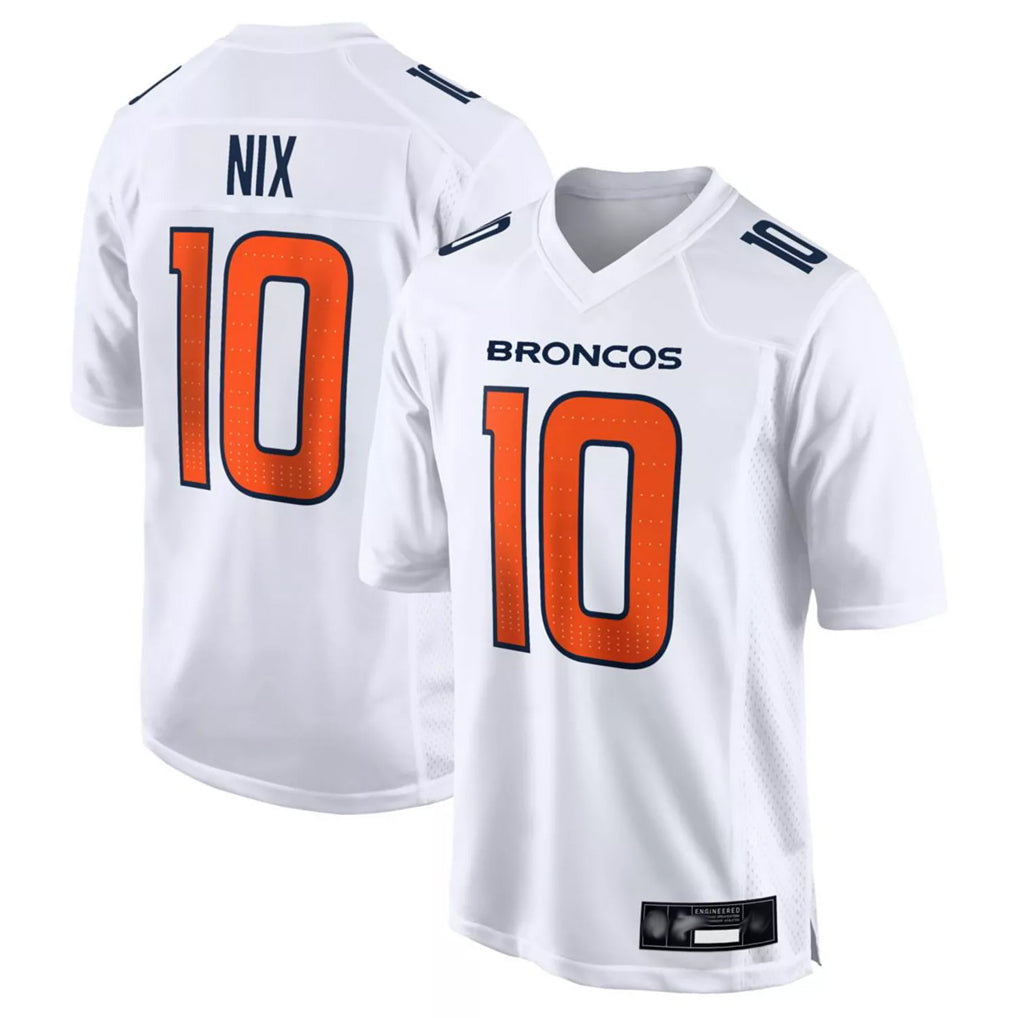 D.Broncos #10 Bo Nix Player White Fashion Limited Game Ddoa Stitched Jerseys