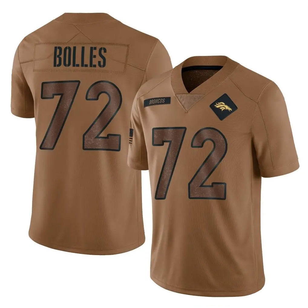 D.Broncos #72 Garett Bolles Player Brown Salute To Service Limited Ddoa Stitched Jerseys