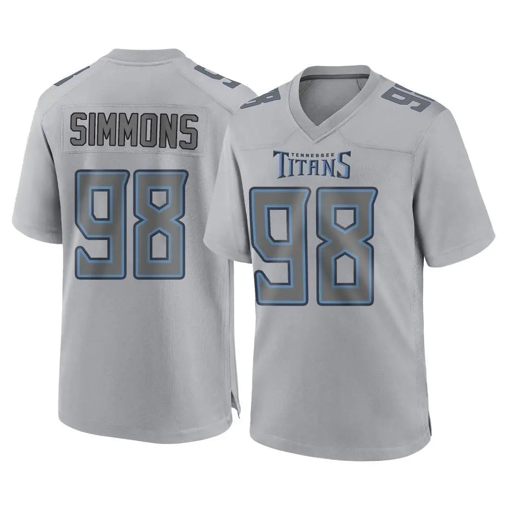 T.Titans #98 Jeffery Simmons Player Gray Atmosphere Fashion Home Game Ddoa Stitched Jerseys