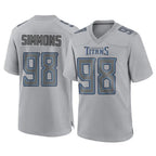 T.Titans #98 Jeffery Simmons Player Gray Atmosphere Fashion Home Game Ddoa Stitched Jerseys