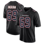 H.Texans #69 Ed Ingram Player Black Fashion Home Game Ddoa Stitched Jerseys