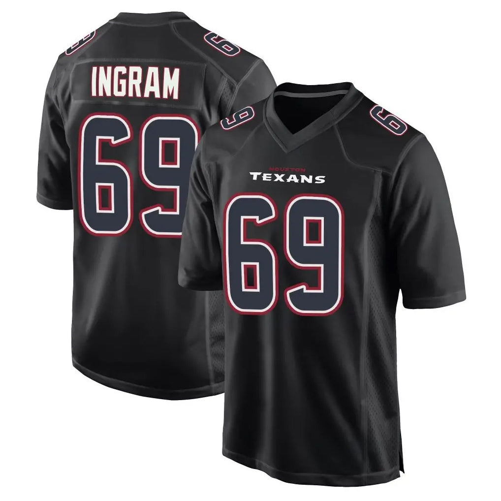 H.Texans #69 Ed Ingram Player Black Fashion Home Game Ddoa Stitched Jerseys