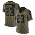 M.Vikings #23 James Pierre Player Olive Salute To Service Limited Game Ddoa Stitched Jerseys