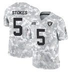 LV.Raiders #5 Eric Stokes Player Arctic Camo Salute To Service Limited Game Ddoa Stitched Jerseys