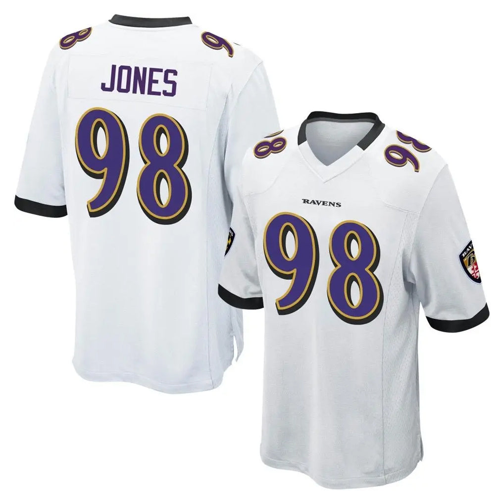 B.Ravens #98 Travis Jones Player White Home Game Ddoa Stitched Jerseys