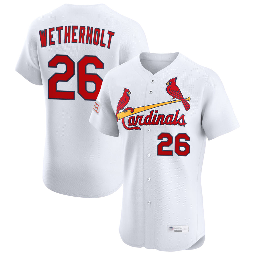 St. Louis Cardinals #26 JJ Wetherholt Player White Home Limited Elite Ddoa Stitched Jerseys