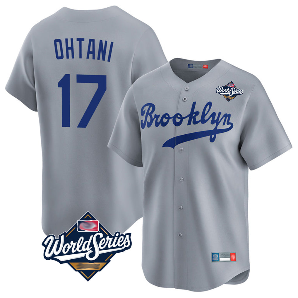 LA.Dodgers #17 Shohei Ohtani Player Gray World Series Game Limited Home Ddoa Stitched Jerseys