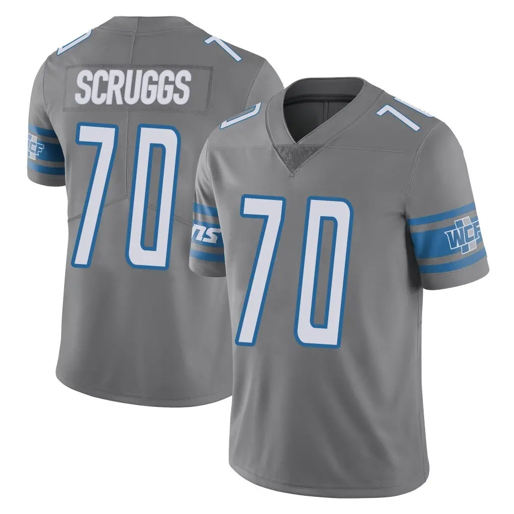 D.Lions #70 Juice Scruggs Player Gray Vapor Untouchable Limited Home Game Ddoa Stitched Jerseys