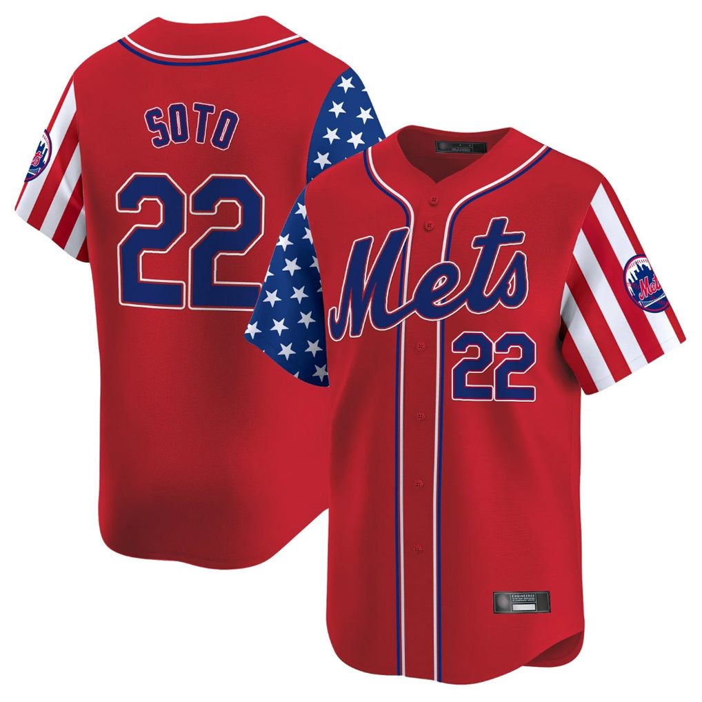 NY.Mets #22 Juan Soto Player Red 2025 Independence Day Vapor Premier Limited  Ddoa Stitched Jerseys