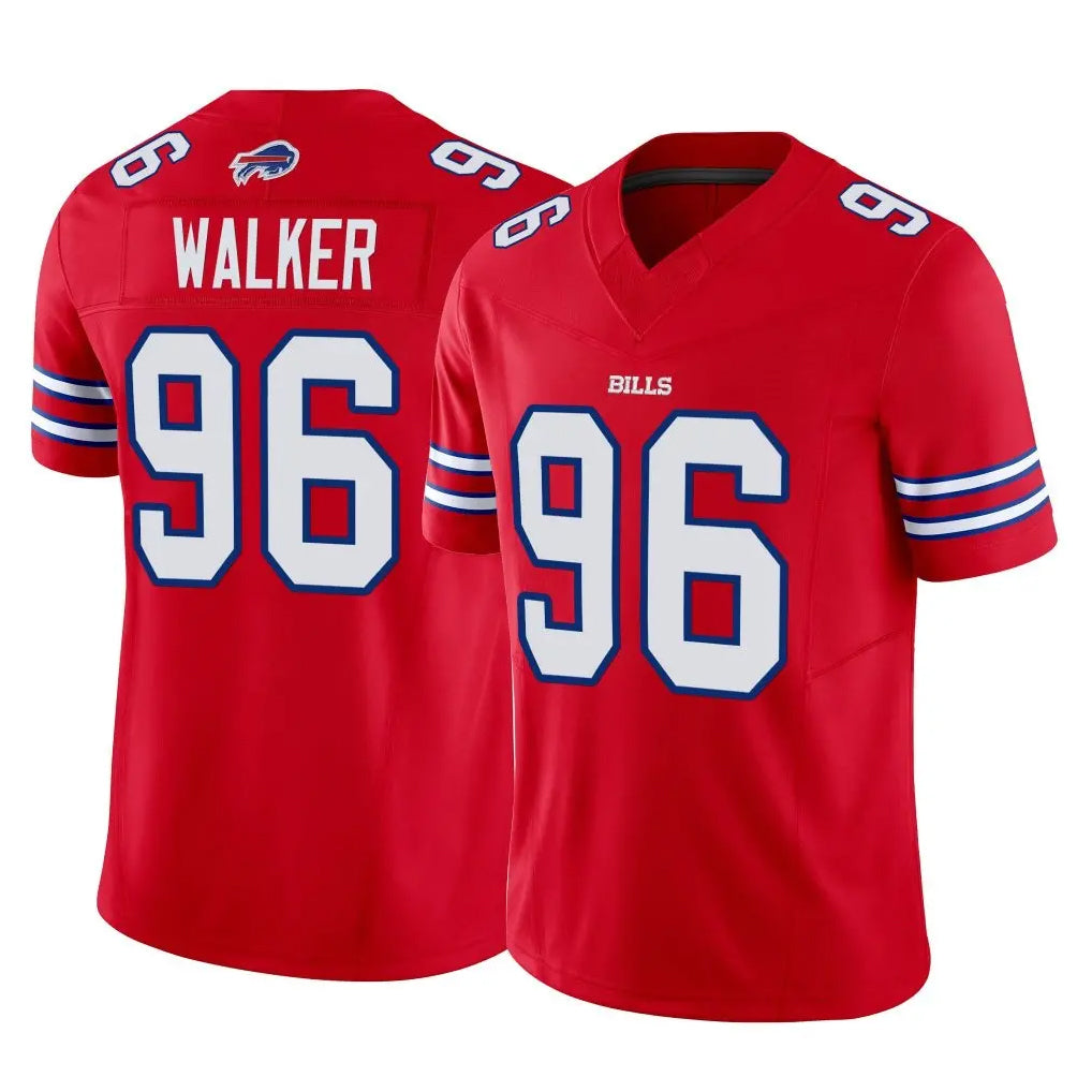 B.Bills #96 Deone Walker Player Red Vapor F.U.S.E. Jersey Limited Home Game Ddoa Stitched Jerseys
