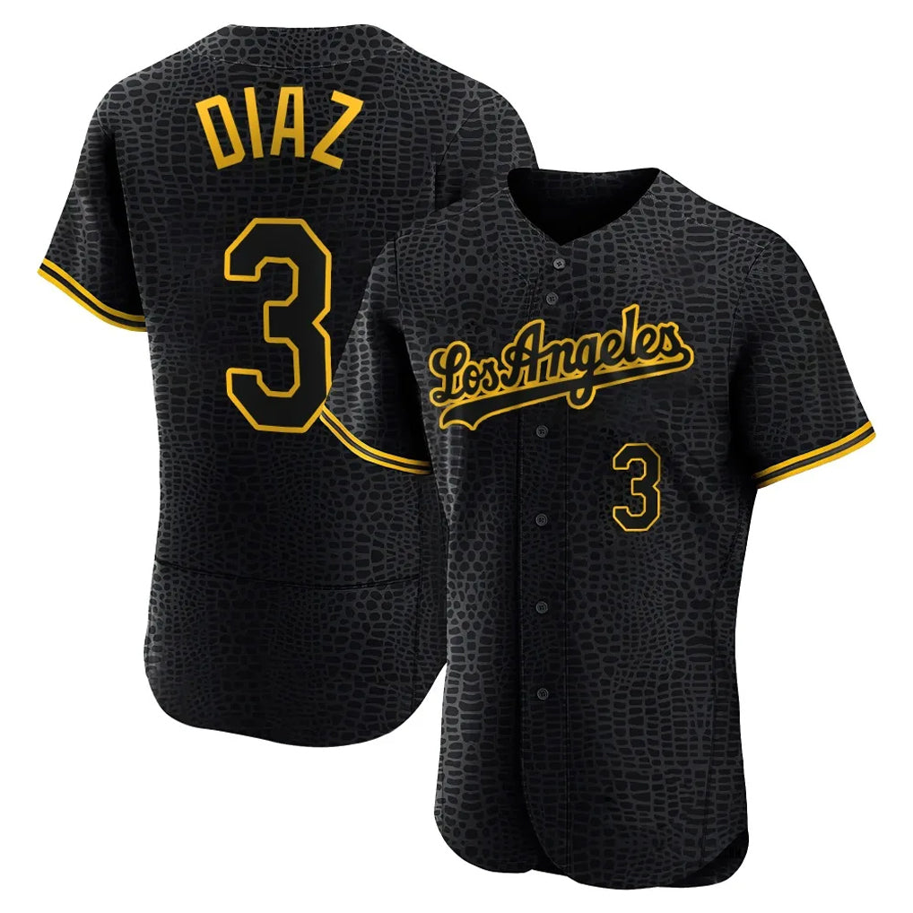 LA.Dodgers #3 Edwin D¨ªaz Player Black Snake Skin City Limited Elite Home Ddoa Stitched Jerseys